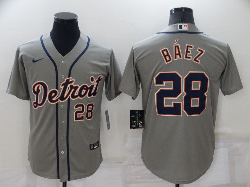 Men's Detroit Tigers Javier Baez #28 Gray Baseball Jersey